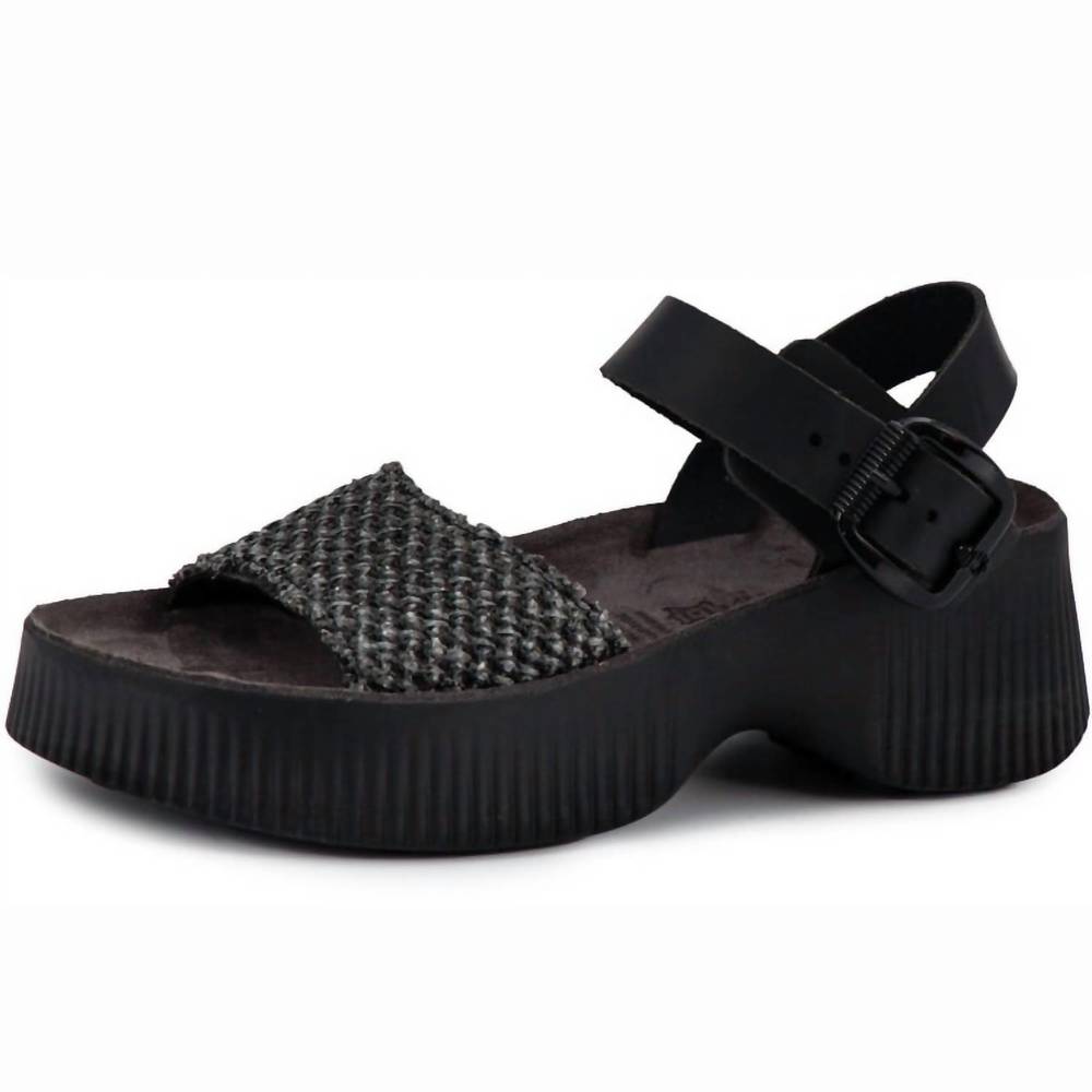 NEW FANTASY SANDALS women's magdalin sandals in black knit raffia